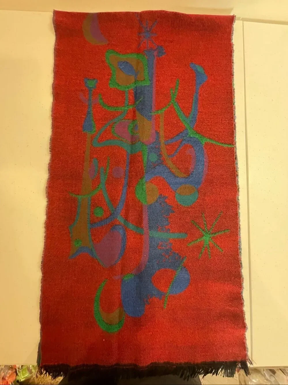 Vintage 80s Cosi L'Uomo Reversible Wool Abstract Postmodern Scarf Wrap
